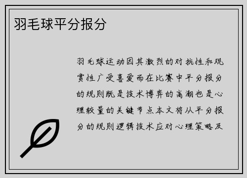 羽毛球平分报分
